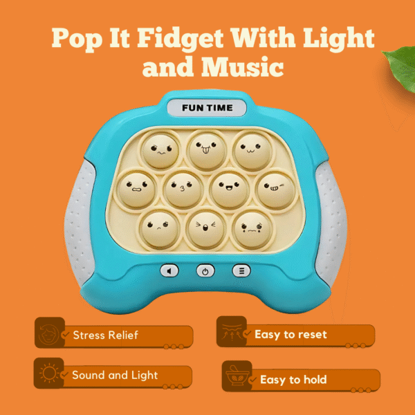 Musical Pop It Fidget Toy, Light and Sound Game with Multiple Levels, Electronic Sensory Push Bubble Toy, Orange, Ages 3+ (Random Color) Pack of 1 - Image 9