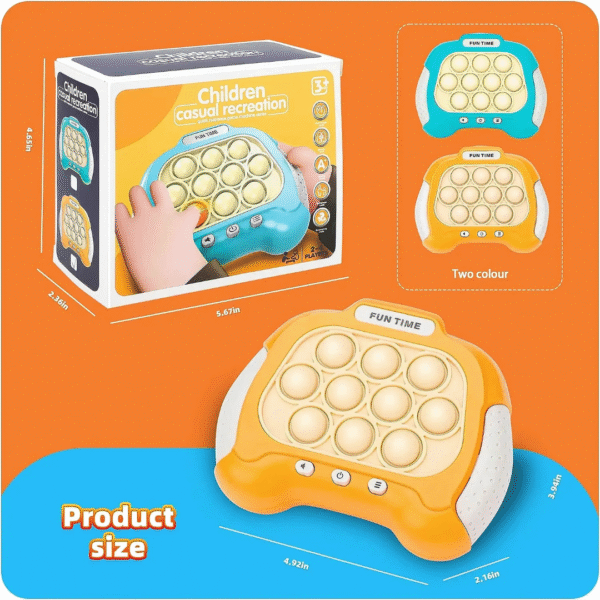 Musical Pop It Fidget Toy, Light and Sound Game with Multiple Levels, Electronic Sensory Push Bubble Toy, Orange, Ages 3+ (Random Color) Pack of 1 - Image 7