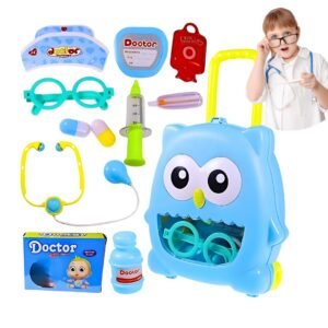 ItsyToys Doctor Set for Kids – Medical Trolley Playset for Boys & Girls Ages 3-5 | Fun Doctor Kit with Stethoscope, Syringe, Thermometer & More | Portable Wheeled Bag for Easy Storage
